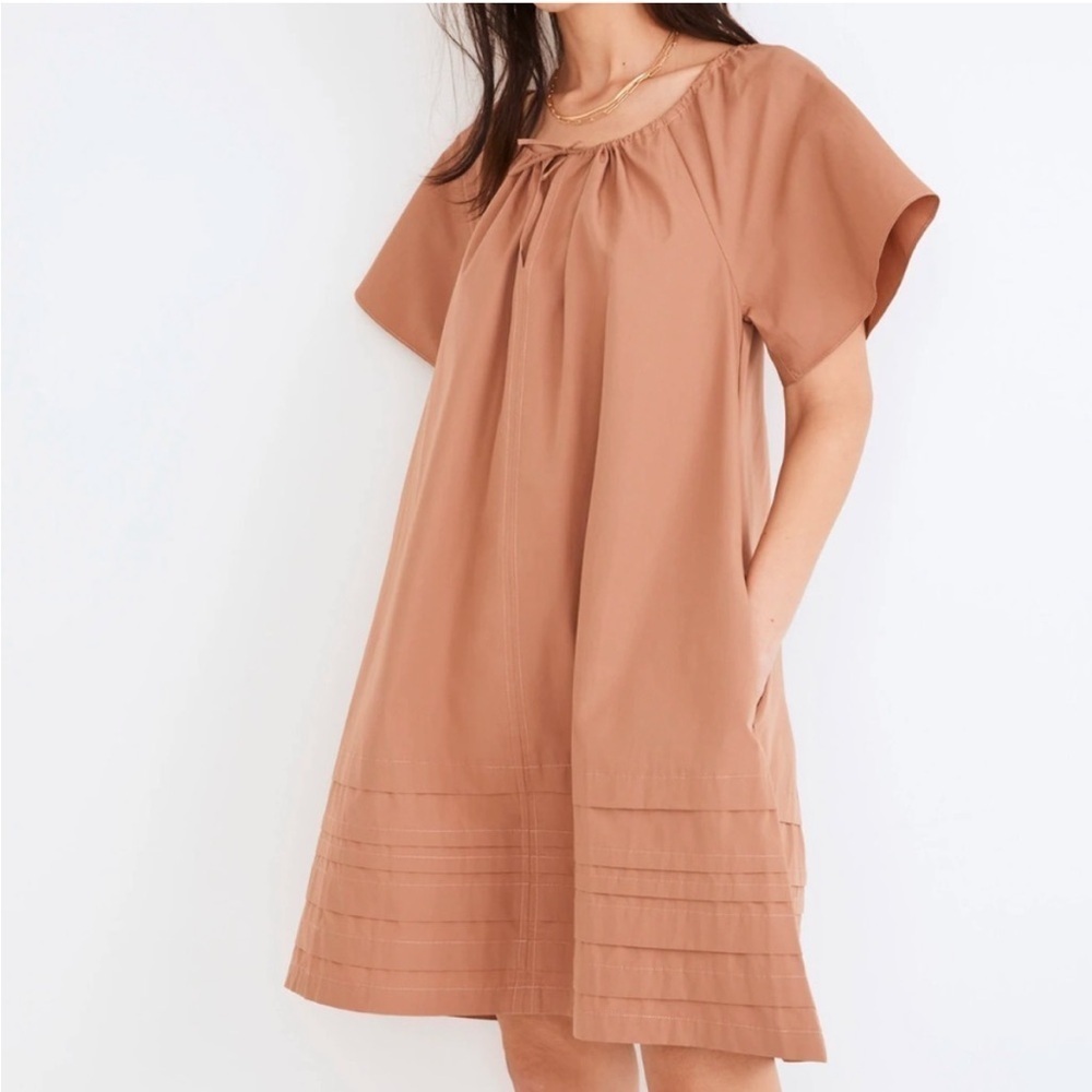 NWT Madewell Poplin Flutter Sleeve Pintuck Dress Size Small